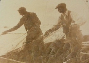 My grandfather and great-uncle were smooth casting their nets in their good clothes. 